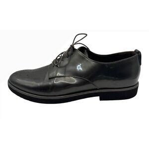 AGL Shoes Women 9 Gray Pewter Gunmetal Parker Patent Leather‎ Oxford Preppy